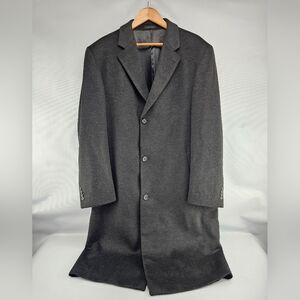 Andrew Fezza Men's Wool Blend Full-Length Overcoat Trench Charcoal 44 Tall